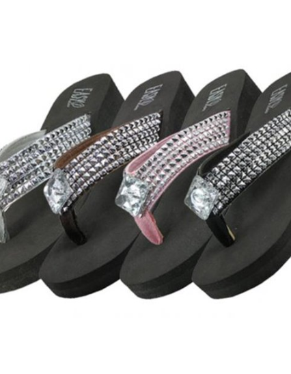 Rhinestone Wedge Flip Flops